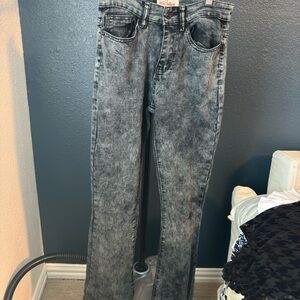 Red Bottom  Black Straight Leg Jeans